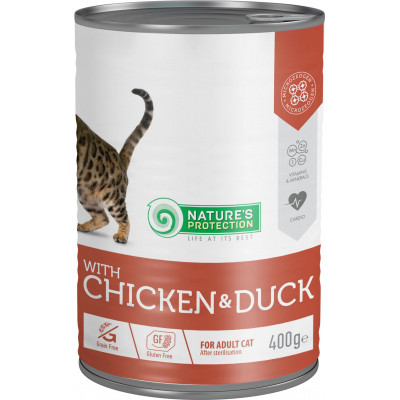 Консерви для котів Nature&apos;s Protection Adult Sterilised Chicken &amp; Duck 400 г (KIK45611) Вінниця - фото 1