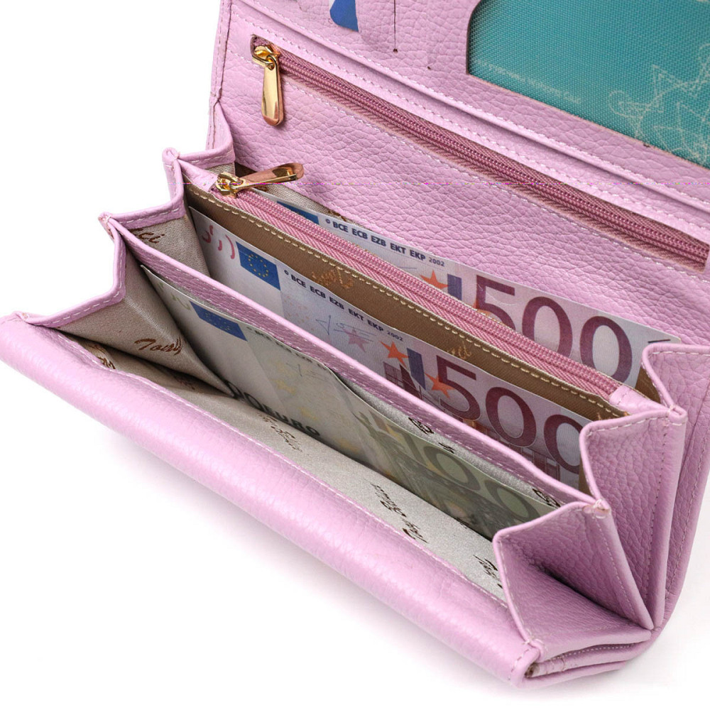 Женский кошелек с большим количеством отделений нежного цвета из натуральной кожи Tony Bellucci 21958 Лиловый Киев - изображение 6