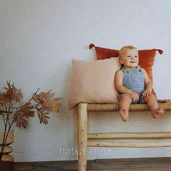 Шпалери вінілові на флізелін Caselio Mystery 0.53х10 м геометрія яскраві смуги золотисті на білому Київ