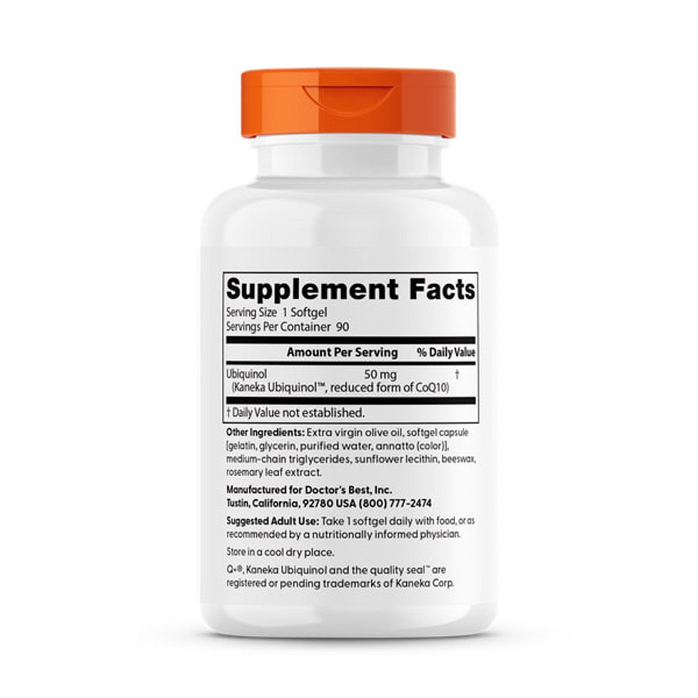 Коензим Q10 Убіхінол Doctor's Best Ubiquinol з Kaneka QH 50 мг 90 капсул Київ - фото 2