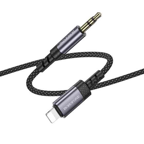 Аудиокабель BOROFONE BL24 iP to 3.5mm male, nylon braid, 1m, Metal Grey Одесса