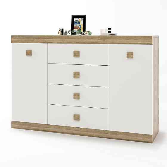Большой комод Эверест на 4 ящика Соната-8 140х38х94 дуб сонома + белый (DTM-2013) Днепр