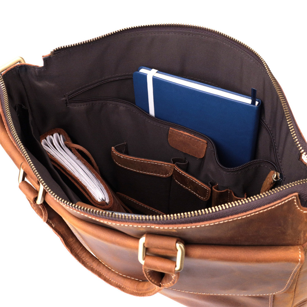 Стильний портфель у вінтажному стилі з натуральної шкіри Vintage 22673 Коричневий Київ - фото 5