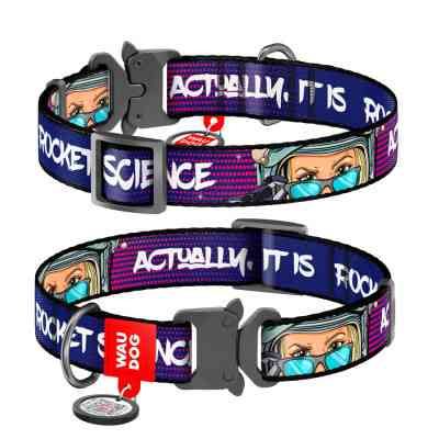 Ошейник для животных WAUDOG Nylon с QR-паспортом "Космос. Ракетостроение" металлическая пряжка-фастекс XL (4508-0124) Винница