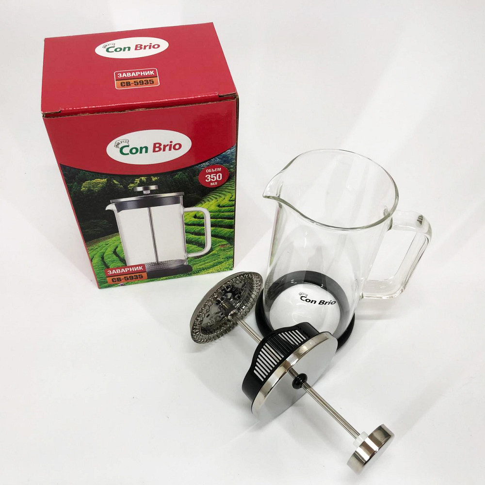 Удобный заварочный чайник из стекла с ситом, Чайник пресс для чая, Заварник для трав JQ-31 Львов - изображение 5