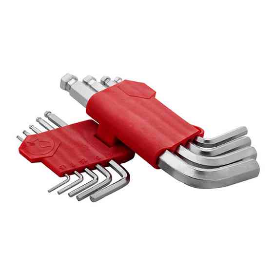 Набор ключей Г-образных шестигранных, с шарообразным наконечником, 9 ед., 1,5-10 мм, Cr-V INTERTOOL HT-0605 Киев