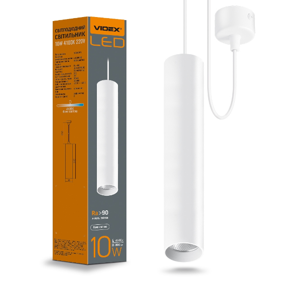 LED Світильник підвісний накладний 10W 4100К білий VL-SP-10034W Videx Житомир