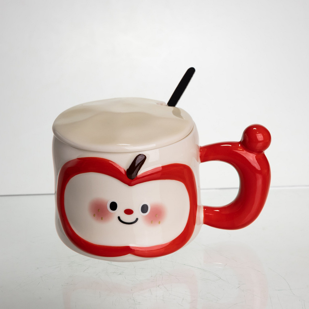 Yiwu Чашка порцелянова 400 (мл) з кришкою та ложкою, оригінальна кружка на подарунок чашка для Коломыя - изображение 1