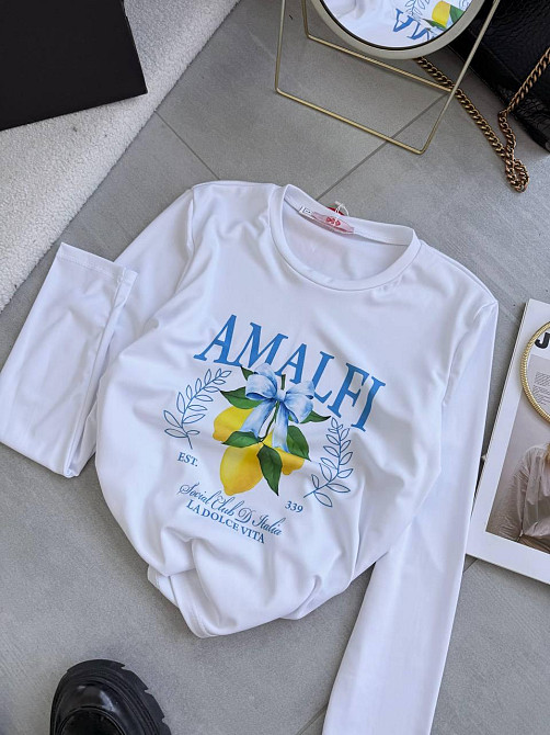 Жіночий повсякденний лонгслів із мікродайвінгу з малюнком Білий, 42/44 Одеса - фото 1