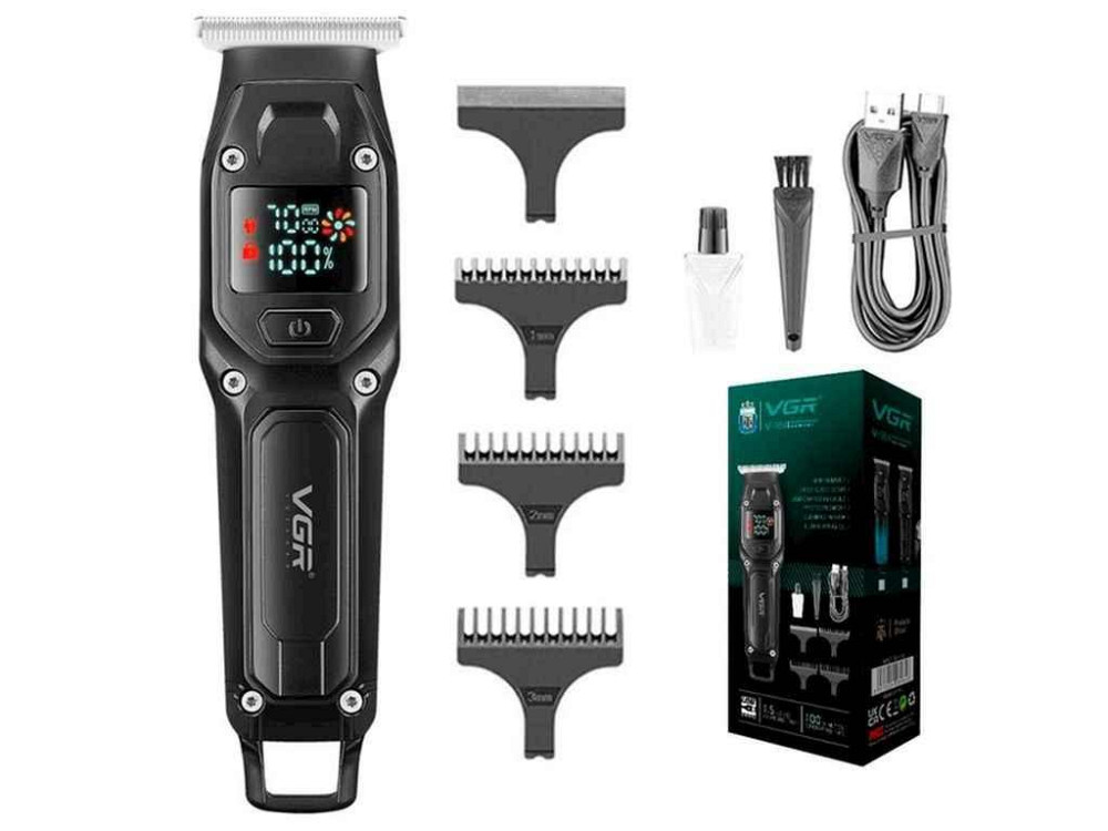 Тример 5Вт Акумулятор VGR V-964 BLACK, 7000 RPM, 4 насадки, LED display ТМ VGR Киев - изображение 1