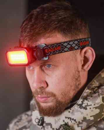 Ліхтар налобне червоне світло тільки зі знімним акумулятором 1200 mAh Одеса