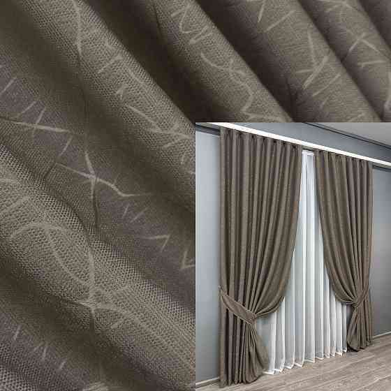 Комплект готових штор VR-Textil Льон Савана № 631ш Какао 200х270 см 2 шт (32-294) Київ