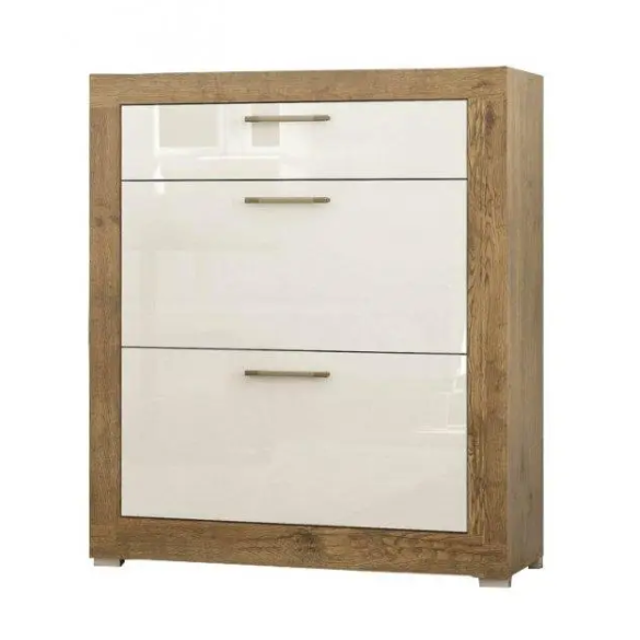 Тумба для обуви Парма 90 Мебель-сервис Дуб Април Белый лак Львов - изображение 1