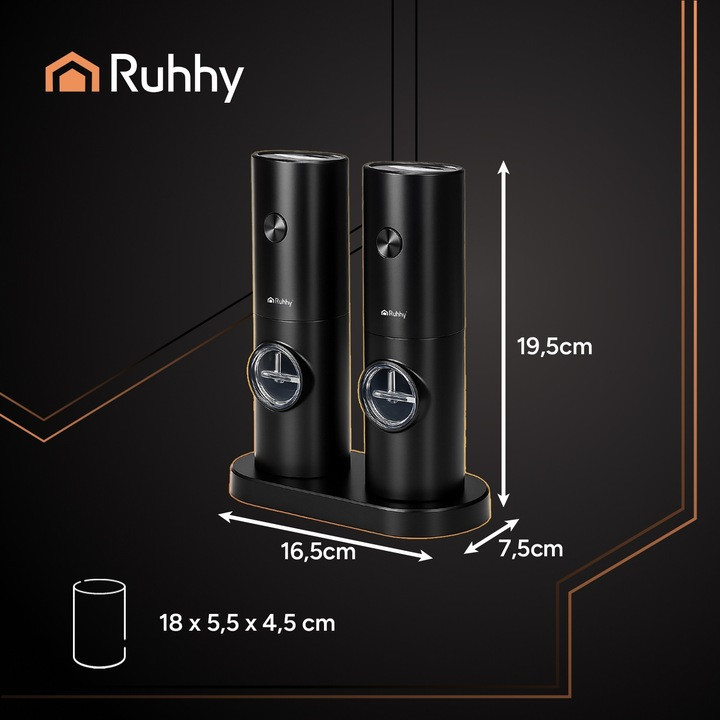 Електричний млин для перцю і солі 140 мл з підсвічуванням Ruhhy (25558) Нововолинськ - фото 6