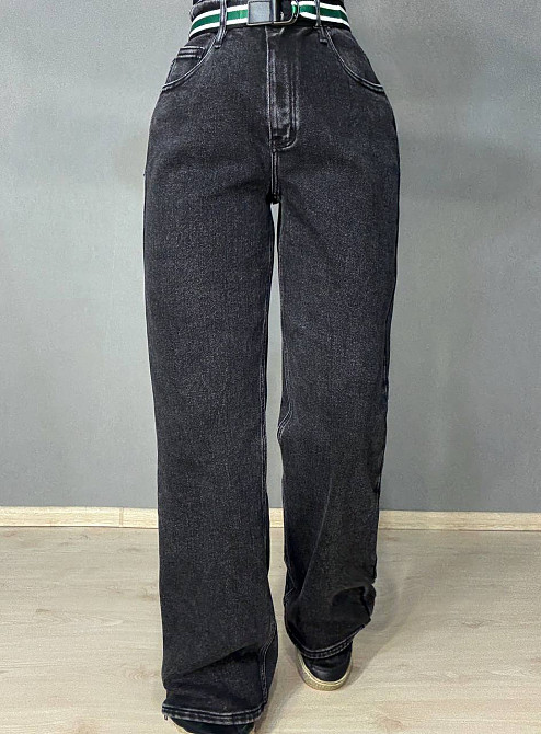 Джинсы женские Derun 8209-8210 утепленные палаццо на флисе с ремнем черные, черный, З6, 36, 102 см, 125 см Киев - изображение 5