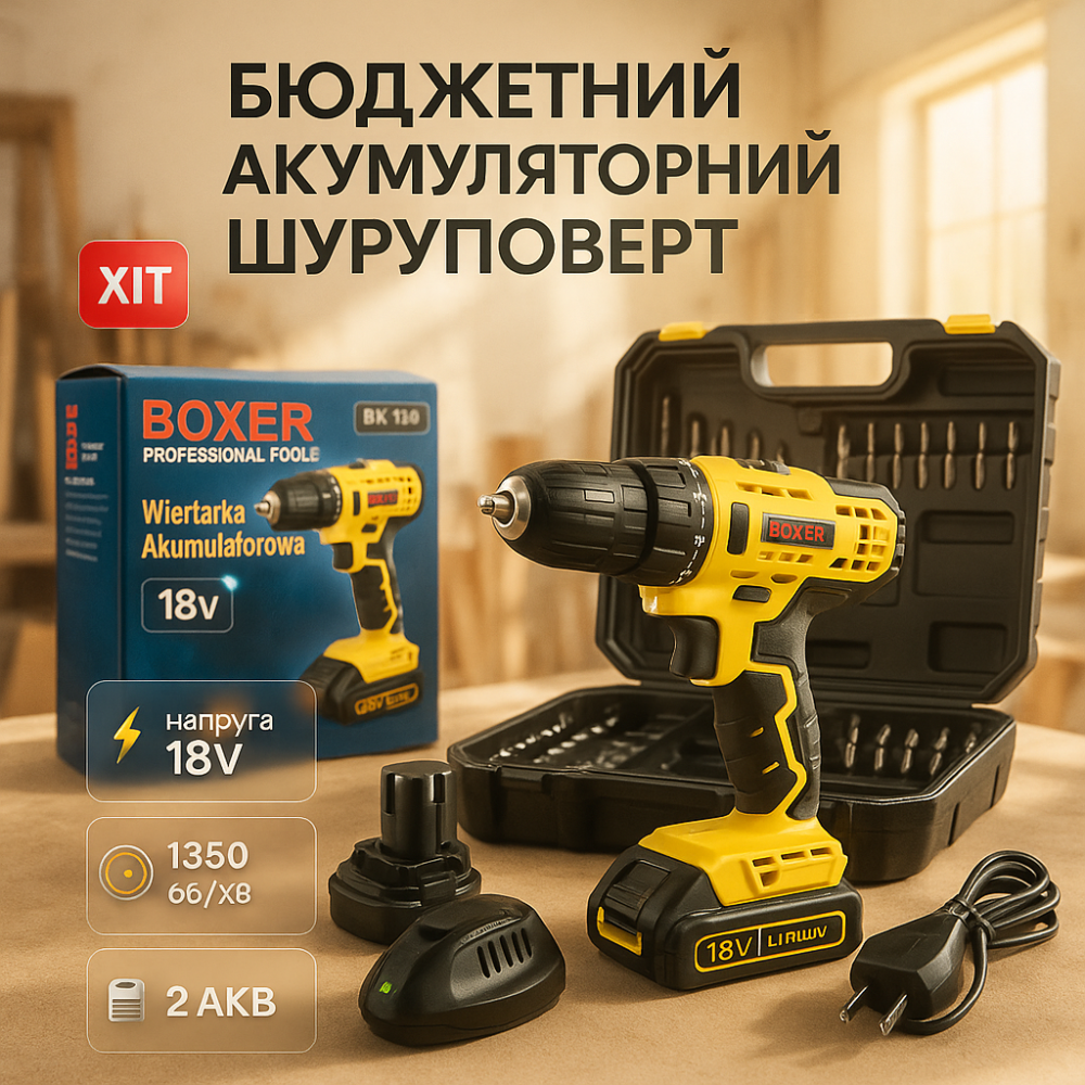 Портативный аккумуляторный шуруповерт Boxer BX-138 1350 об/мин KN-67 Львов - изображение 20