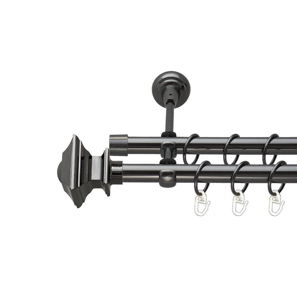 Карниз Orvit Борджеза металевий дворядний відкритий Онікс 19\19 мм 200 см (00-00014914) Львів - фото 1