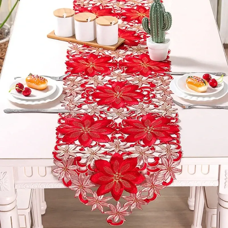Новорічна скатертина вузька 176 на 38 см червоний Київ - фото 9