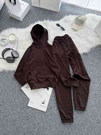 Жіночий стильний повсякденний костюм тринитка петля (без утеплення) Шоколад, 46/48 Одеса