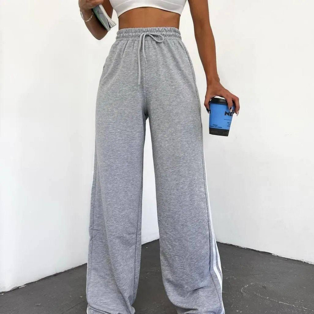 Жіночі повсякденні штани у спортивному стилі з лампасами двонитка Одеса - фото 1