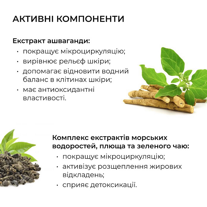 Антицеллюлитные моделирующие обертывания для тела с экстрактом ашваганды Ashwagandha Hot Slim Hillary 100 г Винница - изображение 10