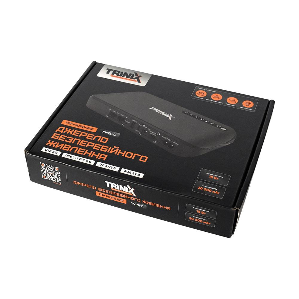 Джерело безперебійного живлення DC UPS Trinix TRX-MUPS-1812 Type-C (20000mAh LiFePo4) 5V/9V/12V/48V/PoE, LiFePo4 4*5Ah, для Київ - фото 15