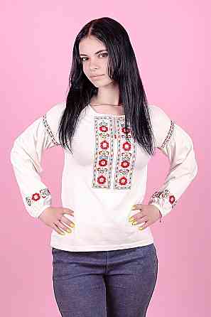 Вышиванка для девочек-подростков, кремовая, х/б, р.164  топ Киев