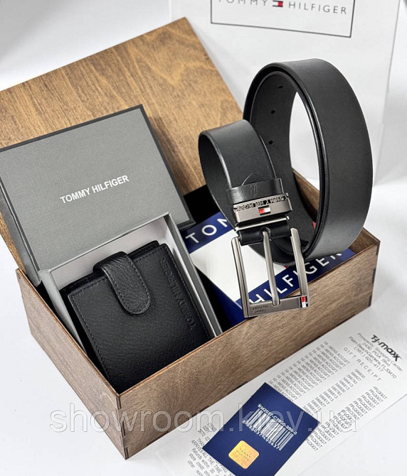 Чоловічий подарунковий набір ремінь та портмоне в дерев'яній коробці TH (073) Київ - фото 3