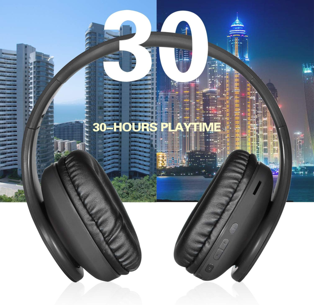 Бездротові Bluetooth-навушники Uomeod V5.0 складні, дротова стереогарнітура з мікрофоном, FM та MicroSD, чорні Київ - фото 12