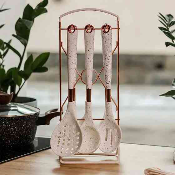 Набір кухонного приладдя на підставці 6 штук кухонні аксесуари Граніт YRUR7 Коломия