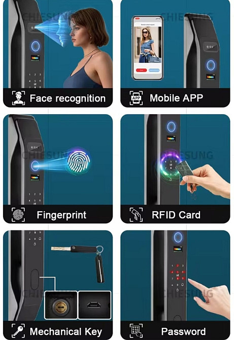 Смарт Замок  WiFi з розпізнавання обличчя пальця коду  NFC. Харків - фото 5