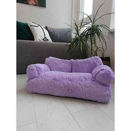 Хутряний диван лежак для собак і кішок спальне місце для тварин знімни Incor бузковий 10079 L (100х60х30) Київ