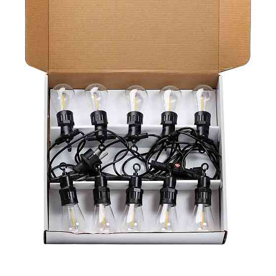 Гірлянда вулична у стилі ретро світлодіодна жовта S14 на 10 LED ламп завдовжки 5 метрів S14Y Коломия