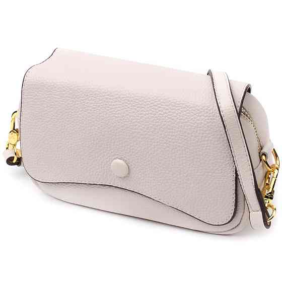 Красива сумка жіноча з клапаном з натуральної шкіри Біла (Vintage) Київ