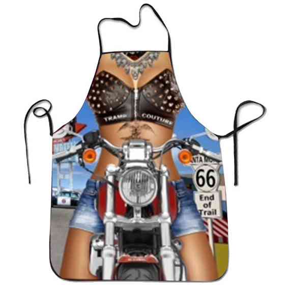 Фартух з приколом дівчина на мотоциклі 80 на 60 см різнобарвний Київ