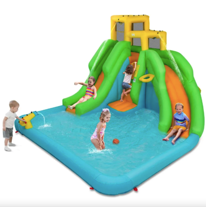 Надувний Аквапарк Costway Merlin з двома гірками (без вентилятора) Київ - фото 2