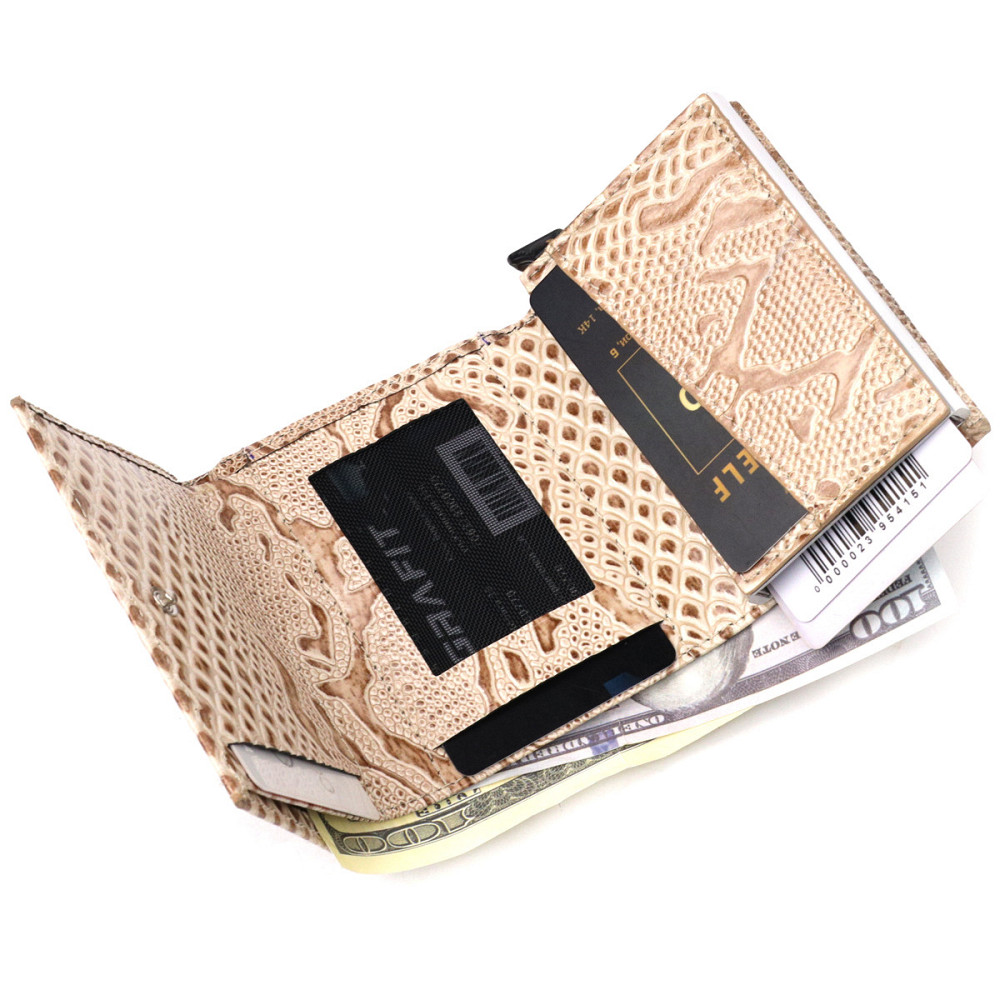 Визитница из натуральной фактурной кожи под змею Бежевый (KARYA) Киев - изображение 1