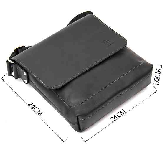 Практична шкіряна чоловіча сумка GRANDE PELLE 11431 Чорний Київ