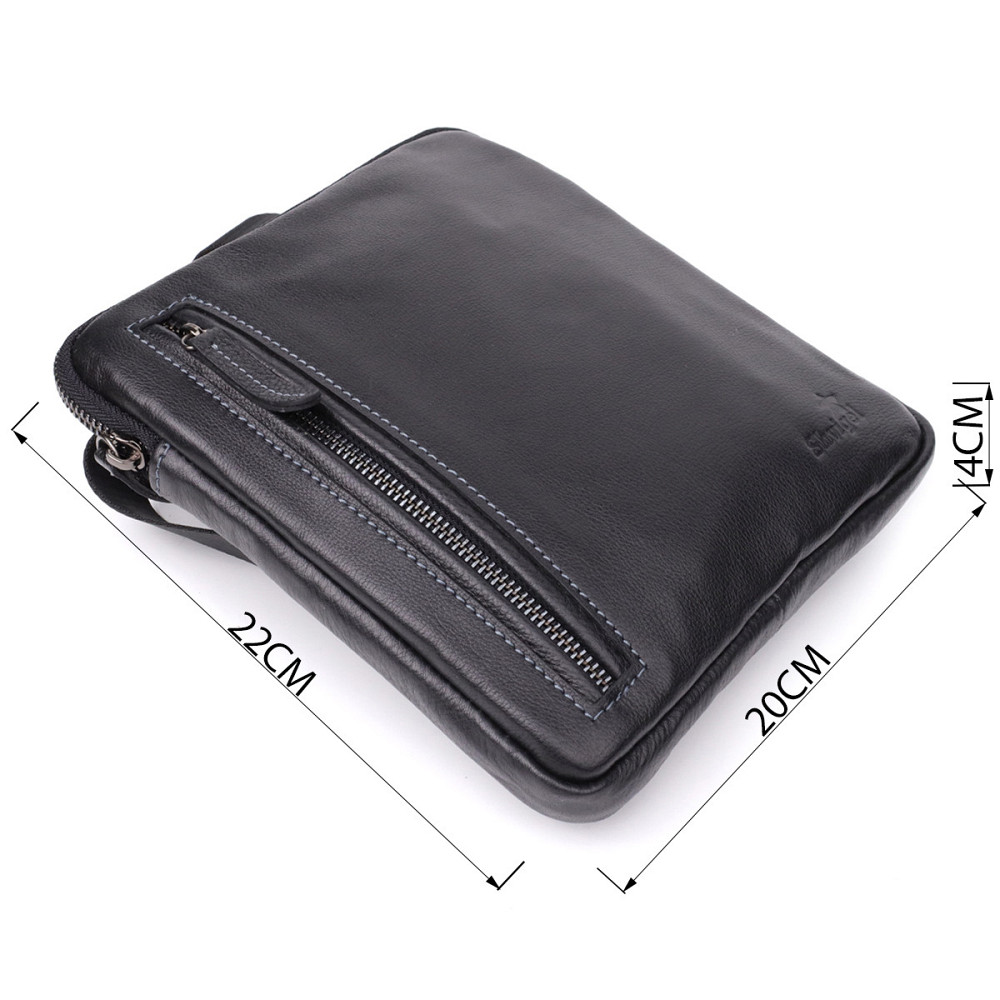 Сумка на плечо для мужчин из прочной зернистой кожи Shvigel 23152 Черный Киев - изображение 9