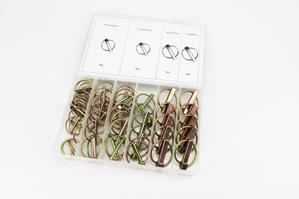 Набір шплінтів з кільцем (L-36,5; d-4,8, L-44,5; d-6,4, L-44,5; d-8, L-45; d-11) 4 види, 50шт Київ - фото 1