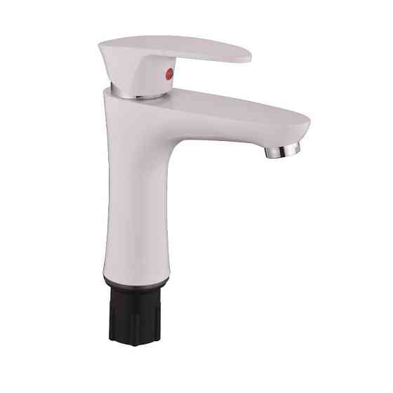 Змішувач для умивальника Plamix Cezar-001 SET White термопластик (зі шлангами) (PM0661) Чернівці