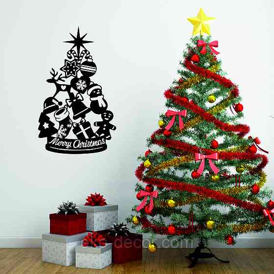 Декоративное настенное Панно «Новый год», Декор на стену 110*67 см, Чёрный Киев