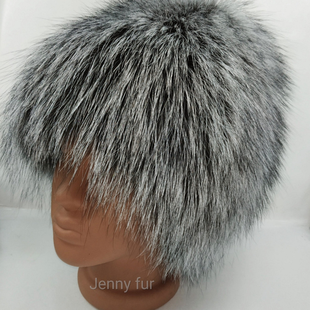 Хутряна шапка жіноча сніп Ангелина із чорнобурки Сірий Харків - фото 3