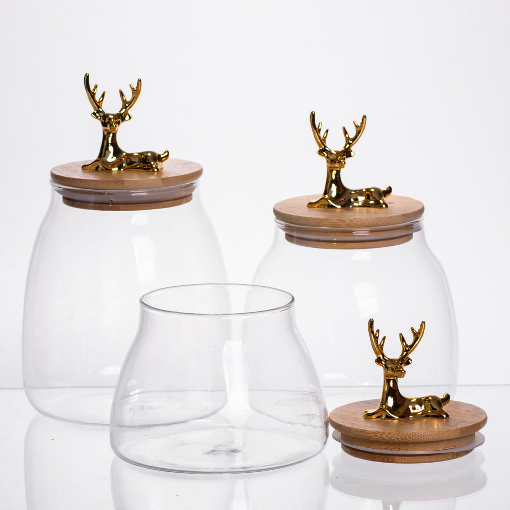 Набор банок для хранения с бамбуковыми крышками, 3 шт. Киев - изображение 2