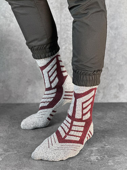 Чоловічі спортивні шкарпетки Thermal сірі з бордовими вставками Київ - фото 4