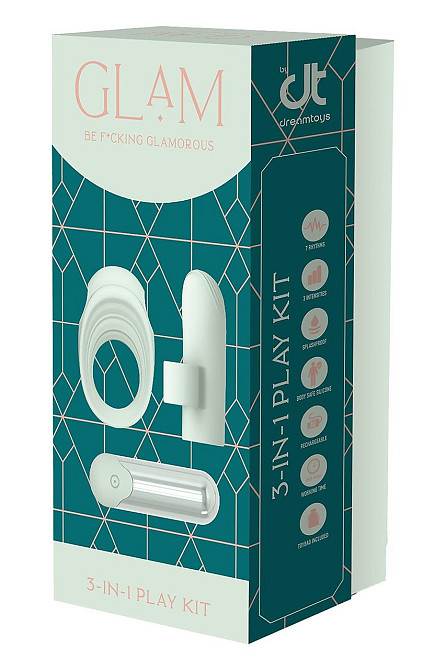 Ерекційне кільце з віброкулею та вібратор на пальчик Dream Toys GLAM м'ятний Sex Aura Київ - фото 6