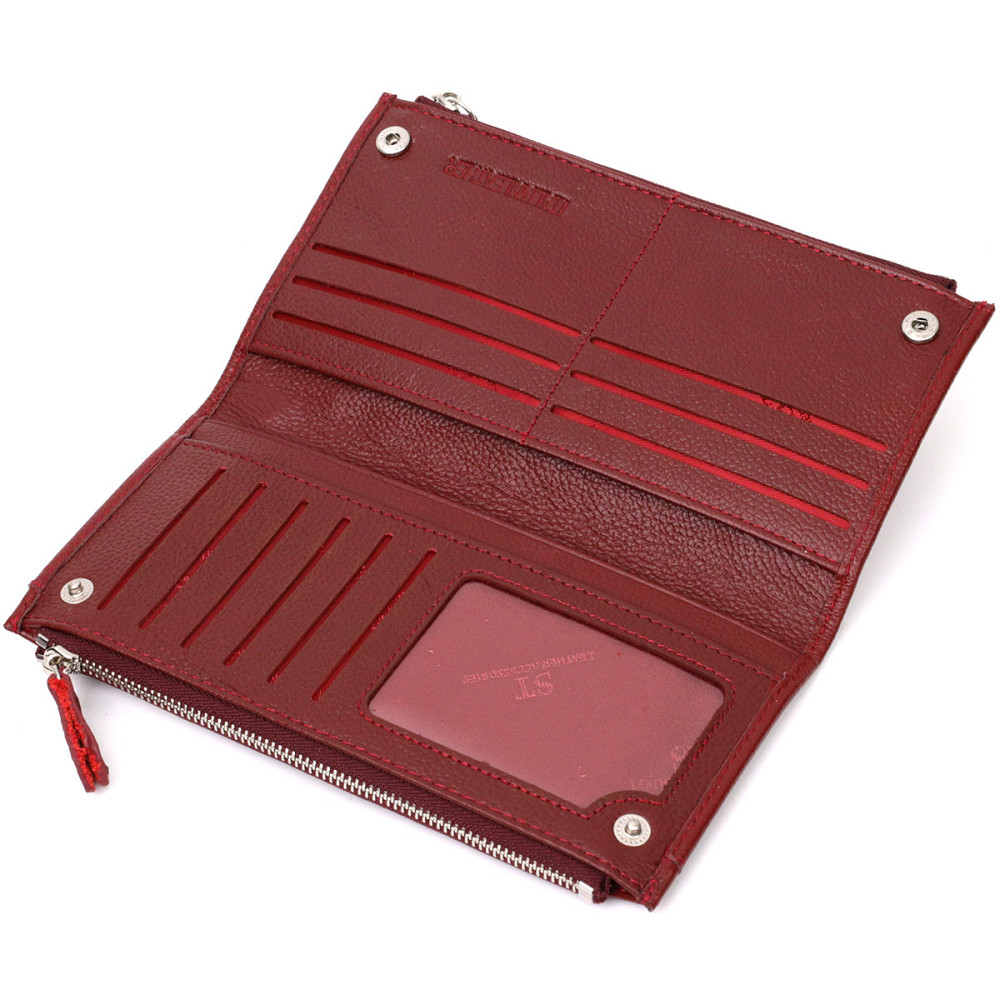 Стильний та яскравий жіночий гаманець-клатч Бордовий (ST Leather) Київ - фото 10