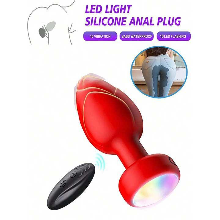 Светящаяся анальная пробка с вибрацией и Д/У Light Anal Plug 3,5*9 см зеленая – Анальные игрушки Винница - изображение 10