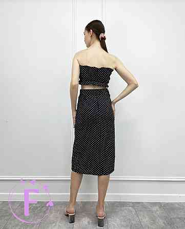 Летний топ с рюшами «Ruffie» оптом 46, Чорний, В горошок Киев