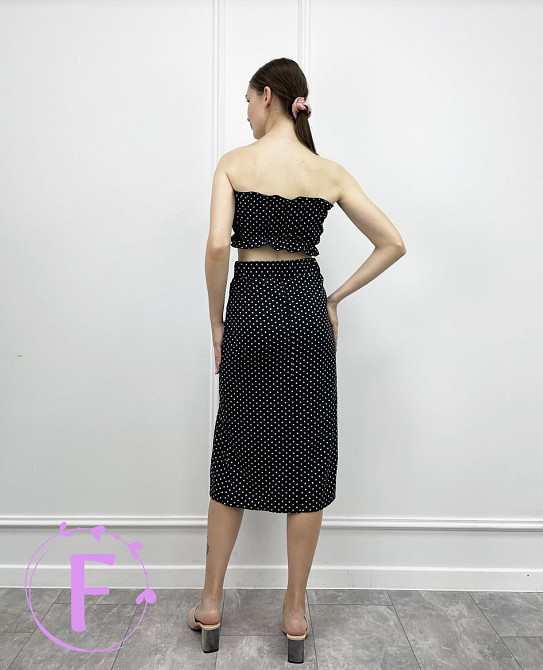 Летний топ с рюшами «Ruffie» оптом 46, Чорний, В горошок Киев - изображение 2